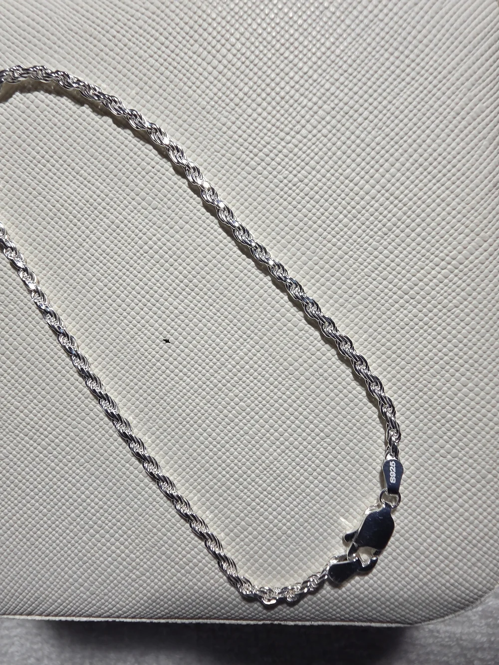 14K White Gold Filled Diamond Cut Rope Chain Bracelet 7.25